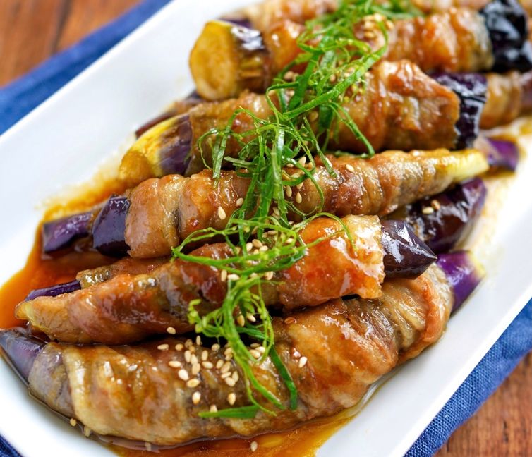 Sweet and Savory Pork-Wrapped Eggplant