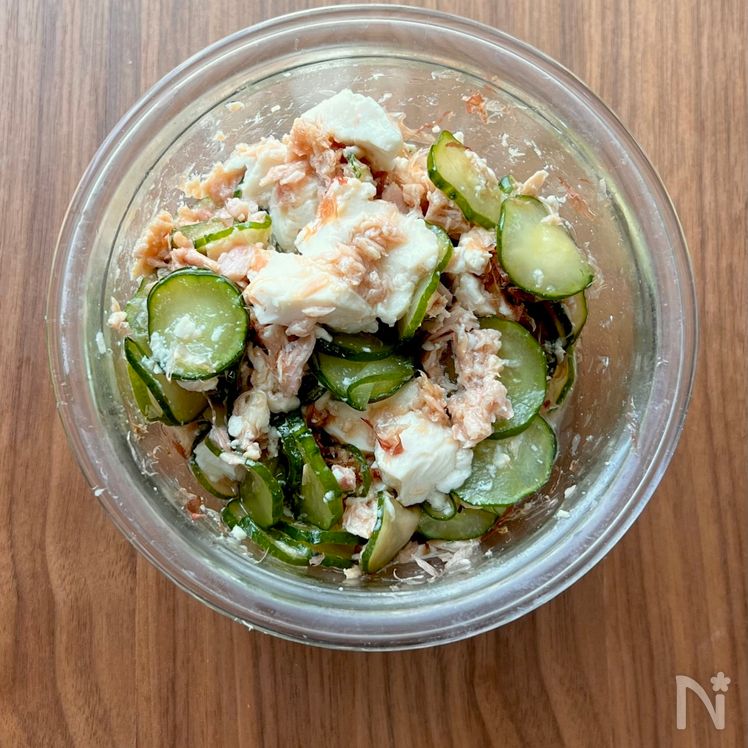 Cucumber and Tuna Crumbled Tofu Salad Process2