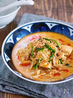 Spicy Tantan-Style Soup with Bean Sprouts and Tofu