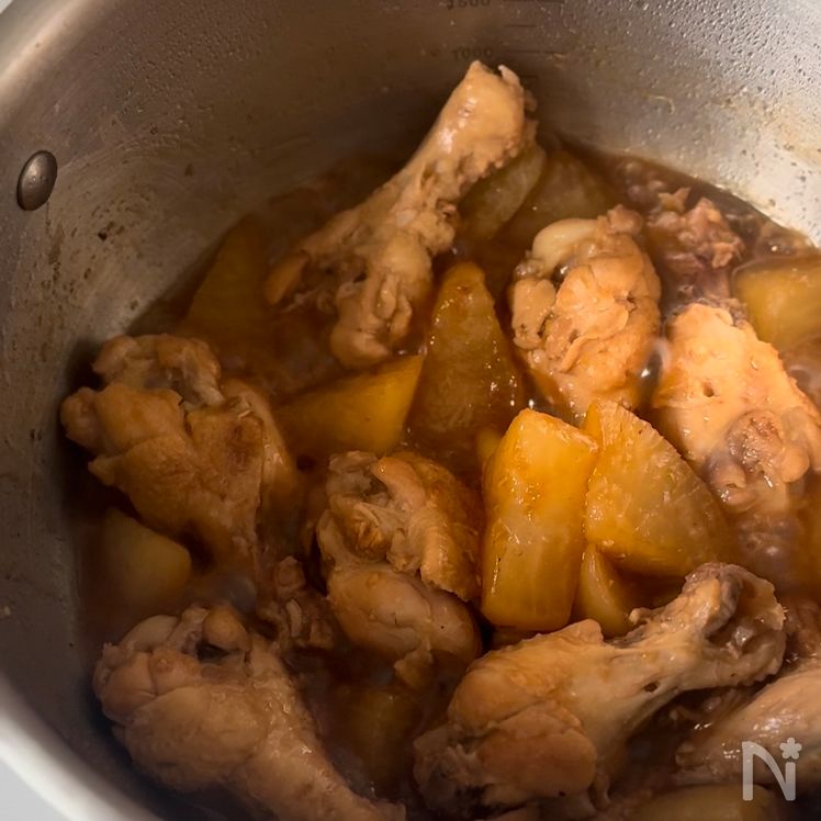 Chicken Drumettes and Daikon Radish Simmered in Rich Sauce Process5