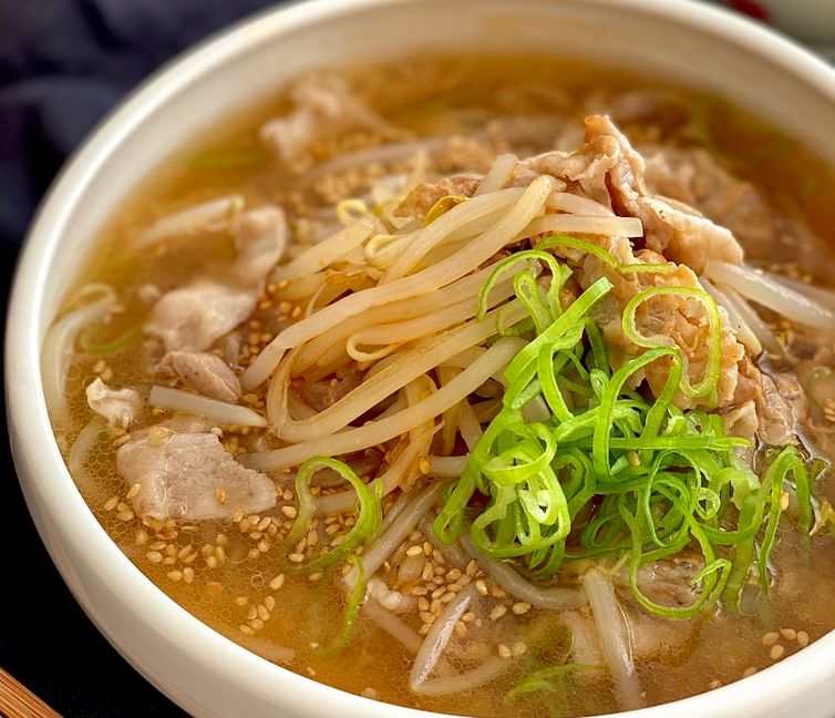 Hearty Miso Pork and Bean Sprout Soup