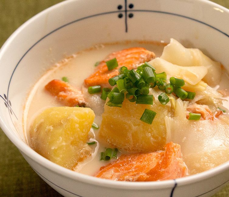 Hearty Ishikari-Style Salmon and Potato Soup