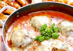 Cheese-Stuffed Simmered Hamburg Steak with Tomato Sauce