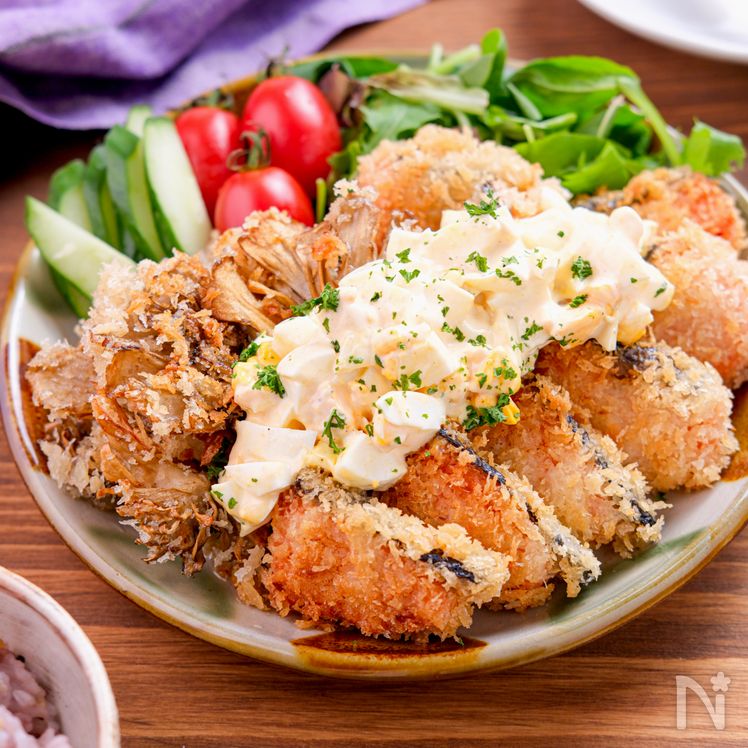 Crispy Salmon and Maitake Fritters with Simple Tartar Sauce Process5