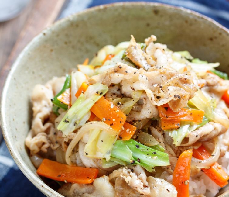 Hearty Pork and Vegetable Rice Bowl (Stamina-Don)