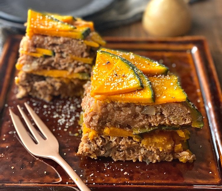 Easy Microwave Kabocha & Meat Mille-Feuille