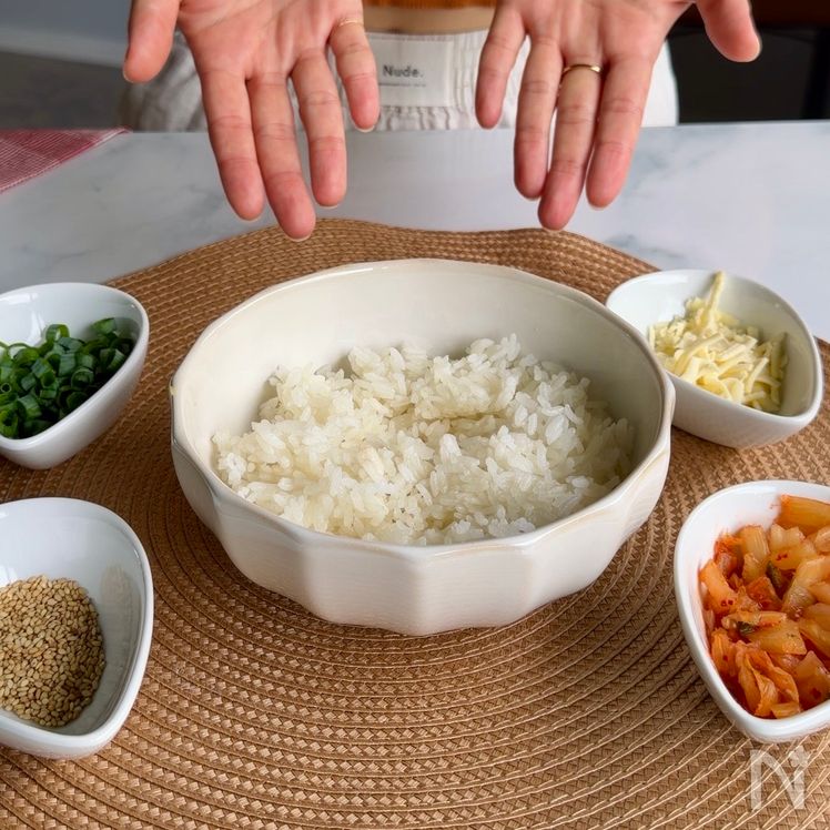 Vegan Kimcheeze Onigiri (Kimchi & Cheese) Process1