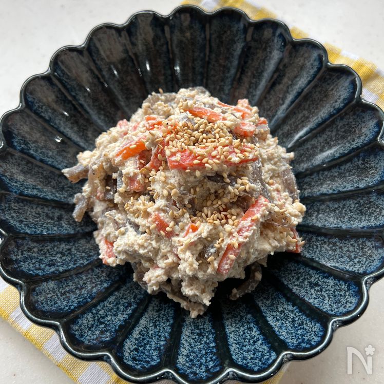 Japanese Shira-ae: Creamy White Sesame Tofu with Konnyaku & Carrots Process8