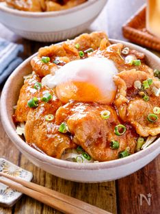 Pork Ginger Bowl Topped with a Soft-Boiled Egg