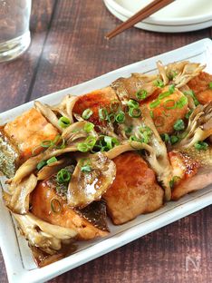 Garlic Butter Soy-Glazed Salmon and Maitake Mushrooms