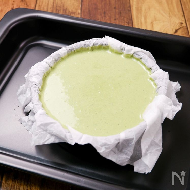 Matcha Basque Cheesecake Process3