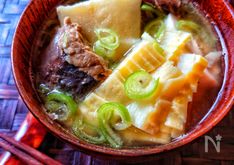 Traditional Nagano Miso Soup with Bamboo Shoots and Canned Mackerel
