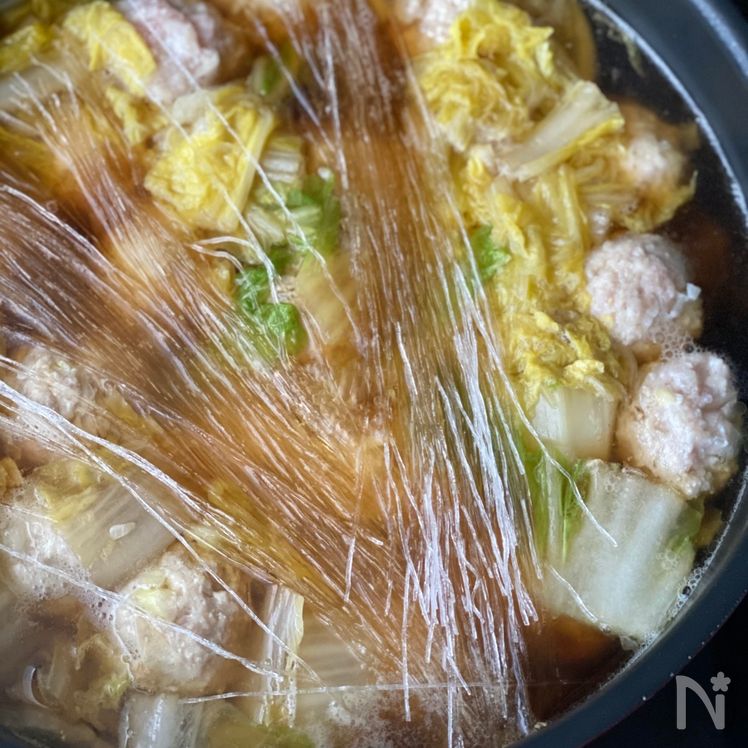 Fluffy Chicken Meatball and Napa Cabbage Vermicelli Soup Process5