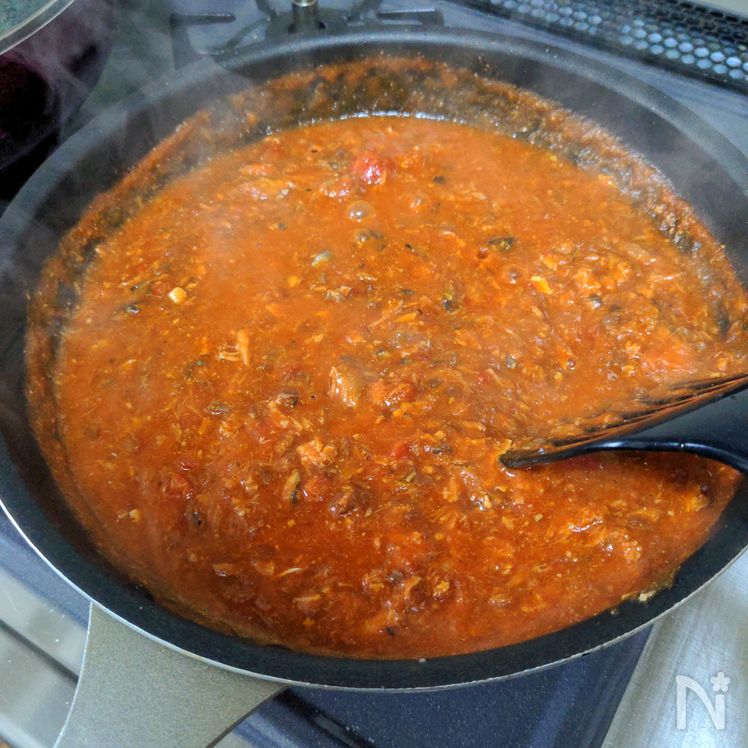 Canned Mackerel Tomato Sauce Pasta Process2