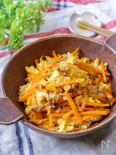 Carrot Shirishiri with Tuna and Soft Scrambled Egg