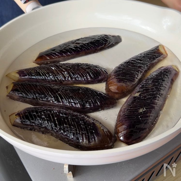Japanese Eggplant Mizore-ni🍆🧓（Eggplant simmered with grated daikon） Process5