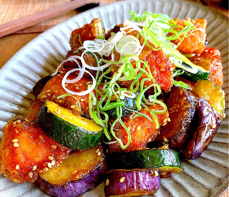 Crispy Teriyaki Salmon with Summer Vegetables