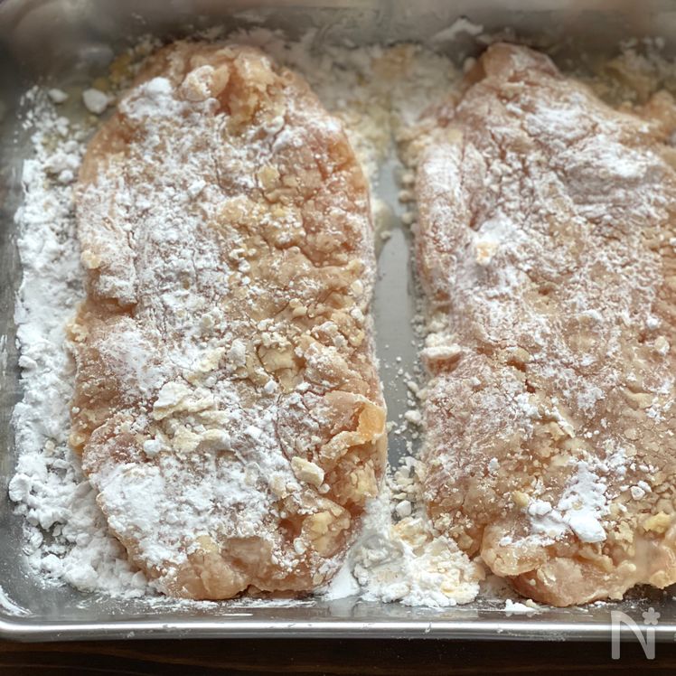 Crispy Chicken Tatsuta with Homemade Caesar Dressing Process2