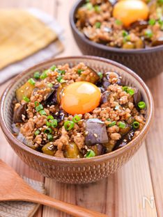 Sweet & Savory Ground Pork and Eggplant Rice Bowl