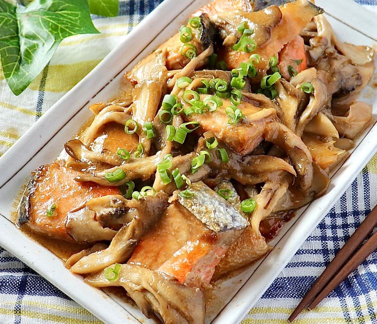 Rich & Savory Salmon and Maitake Mushrooms with Miso-Mayo Glaze