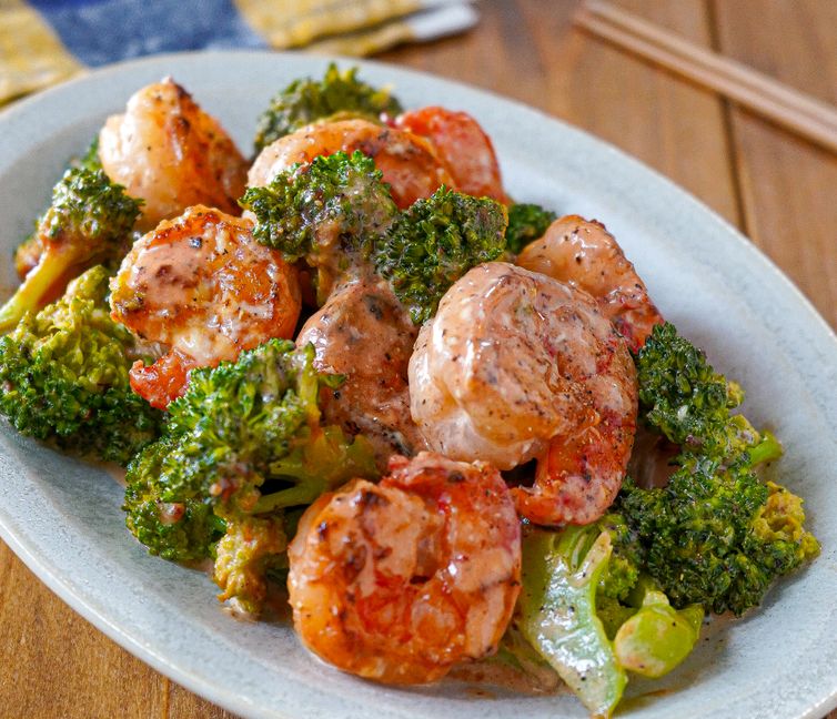 Broccoli and Shrimp Umami Stir-Fry with Aurora Sauce