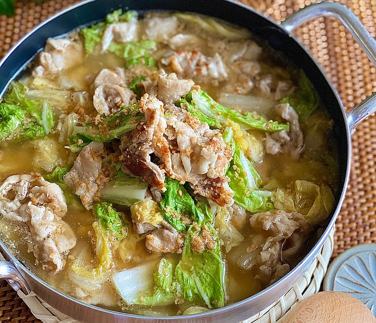 Quick & Satisfying Sesame–Miso Soup with Pork Belly and Napa Cabbage