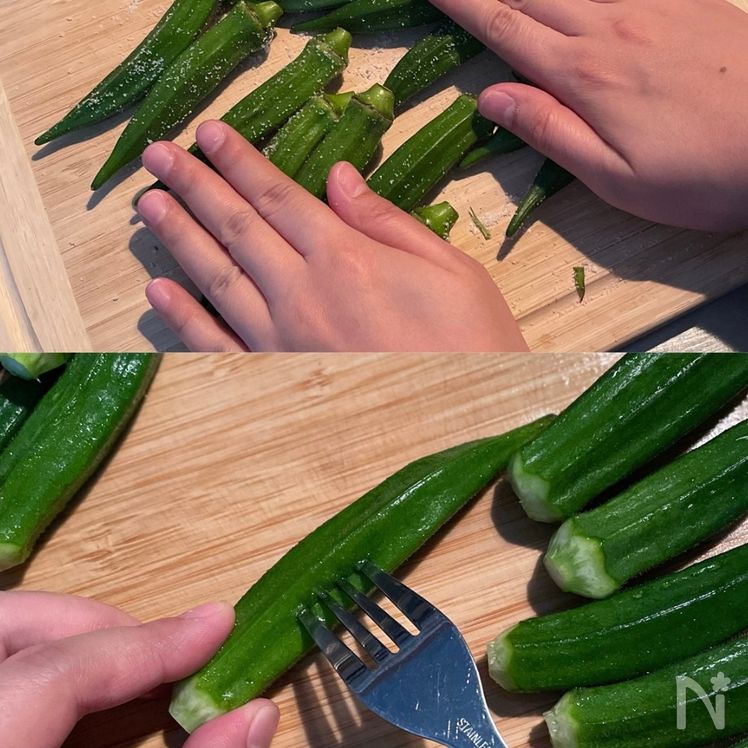 3-Minute Wasabi-Dashi Okra Process1
