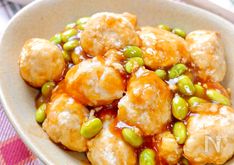 Fluffy Tofu and Chicken Meatballs in Sweet and Sour Sauce