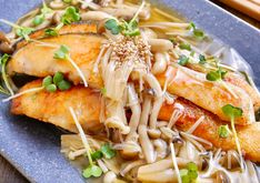 Grilled Salmon with Japanese Mushroom Sauce