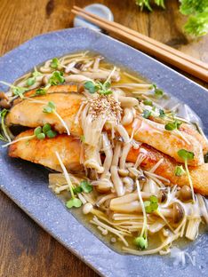 Grilled Salmon with Japanese Mushroom Sauce