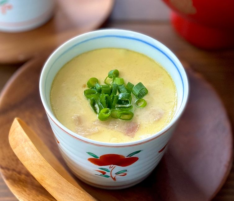 Mozzarella Cheese Chawanmushi (モッツアレラチーズの茶碗蒸し、Savory Egg Custard)
