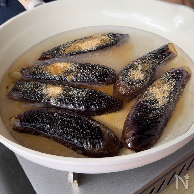 Japanese Eggplant Mizore-ni🍆🧓（Eggplant simmered with grated daikon） Process6