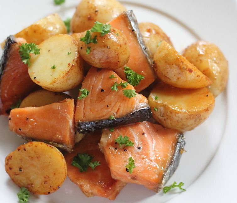 Soy Sauce & Butter Sautéed Salmon with Potatoes