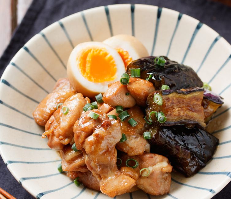 Chicken and Eggplant Simmered in Sweet and Savory Teriyaki Sauce