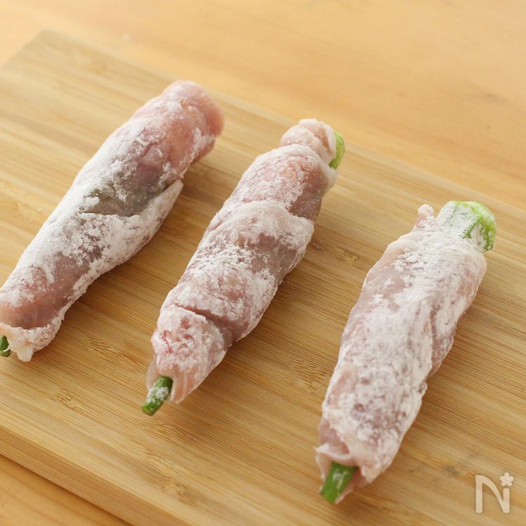 Crispy and Silky Pork-Wrapped Okra Process2