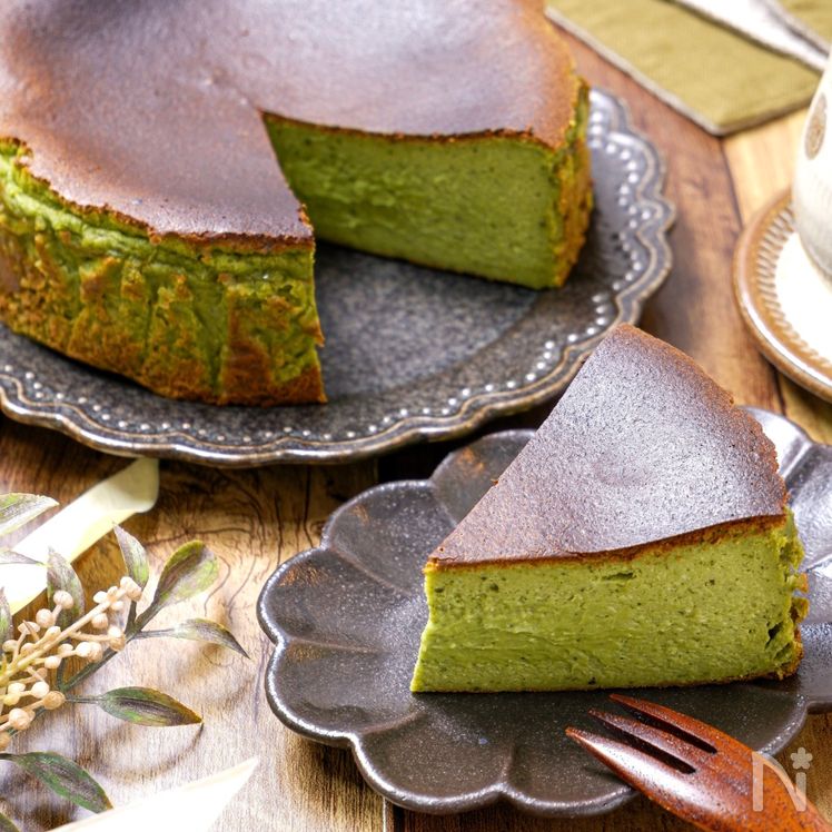 Matcha Basque Cheesecake Process4