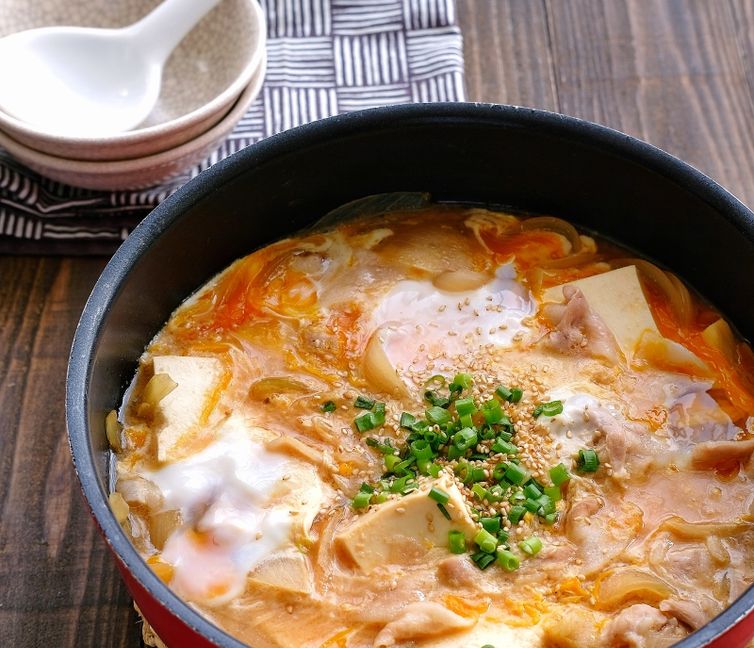 Savory Miso-Simmered Pork and Tofu with Egg
