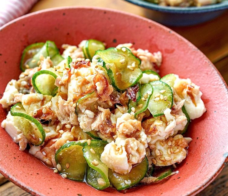 Cucumber and Tuna Crumbled Tofu Salad