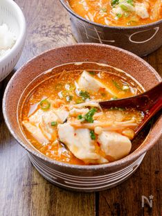 Spicy Tofu and Enoki Mushroom Jjigae