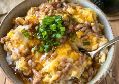 Pork and Fluffy Egg Rice Bowl with Thick Umami Sauce