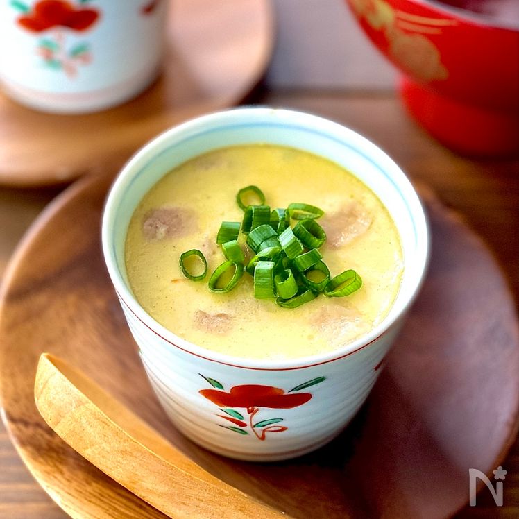 Mozzarella Cheese Chawanmushi (モッツアレラチーズの茶碗蒸し、Savory Egg Custard) Process5