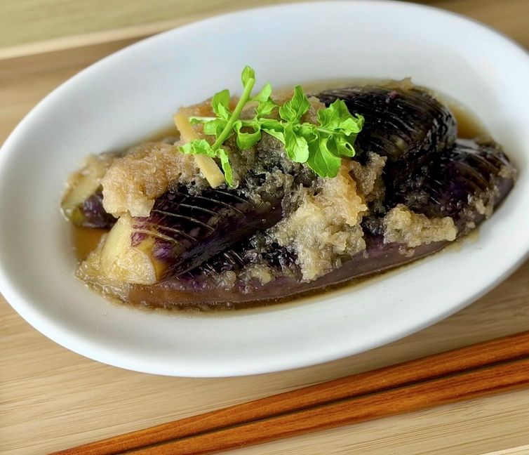 Japanese Eggplant Mizore-ni🍆🧓（Eggplant simmered with grated daikon）
