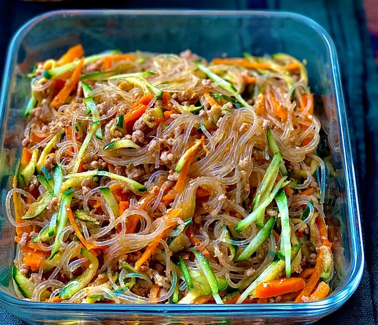 Spicy Glass Noodle Salad with Ground Pork (Tantan-Style Harusame Salad)