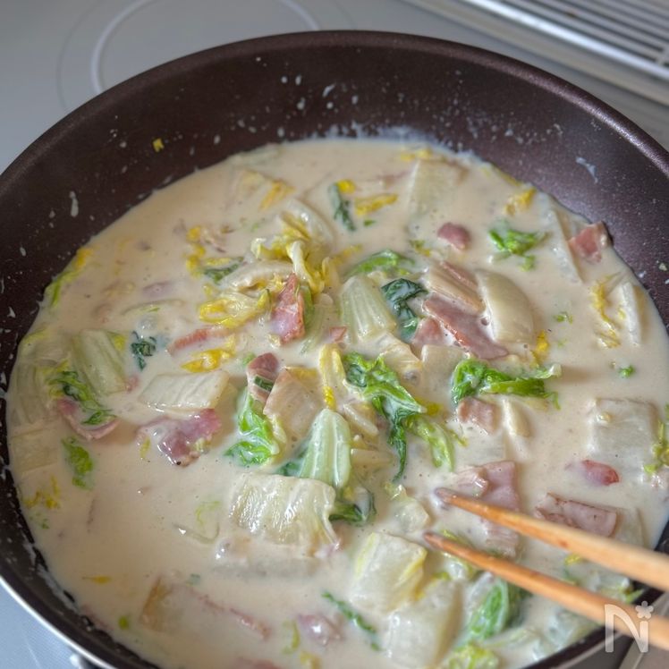 Chinese Cabbage and Bacon Cream Stew Process4