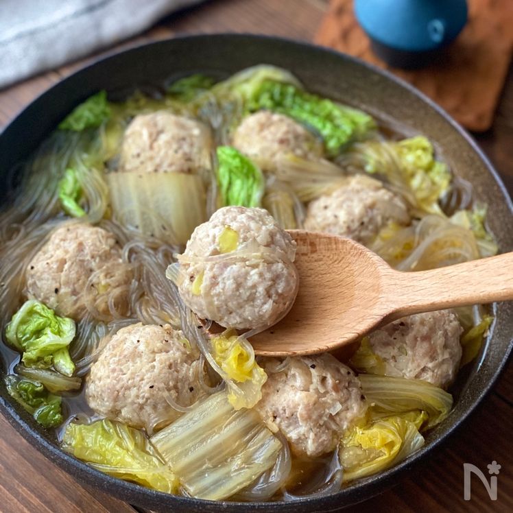Fluffy Chicken Meatball and Napa Cabbage Vermicelli Soup Process6