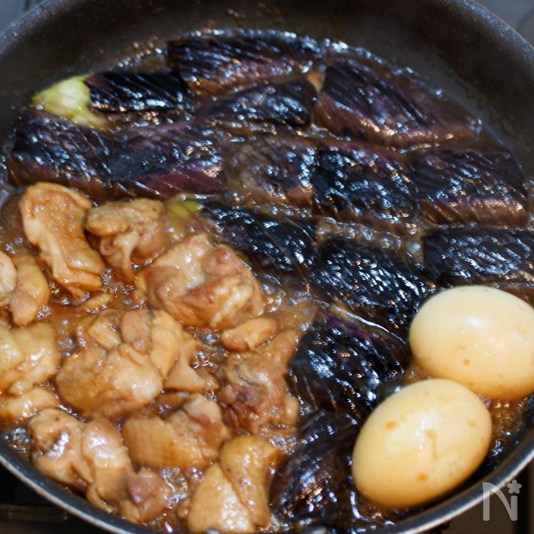 Chicken and Eggplant Simmered in Sweet and Savory Teriyaki Sauce Process4