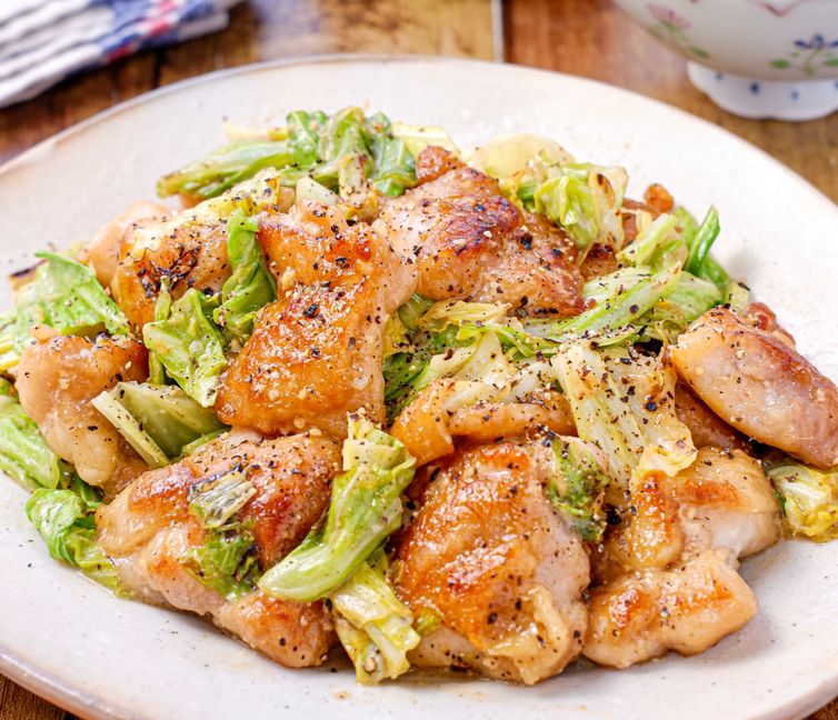 Stir-Fried Chicken and Cabbage with Miso Mayo