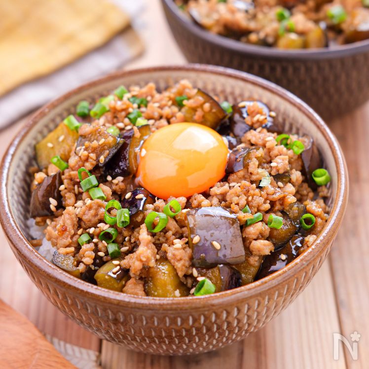 Sweet & Savory Ground Pork and Eggplant Rice Bowl Process5
