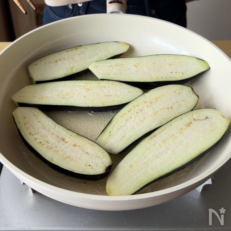 Japanese Eggplant Mizore-ni🍆🧓（Eggplant simmered with grated daikon） Process3