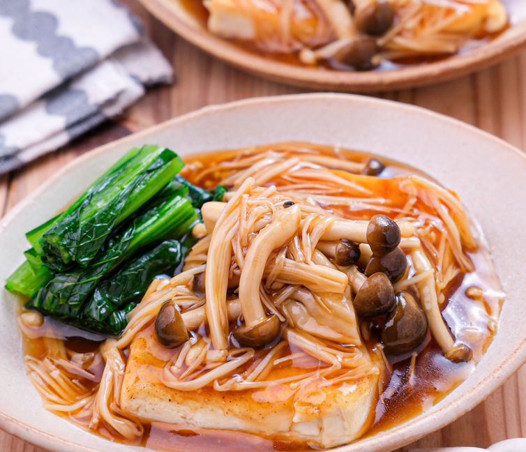 Tofu Steak with Savory Mushroom Sauce